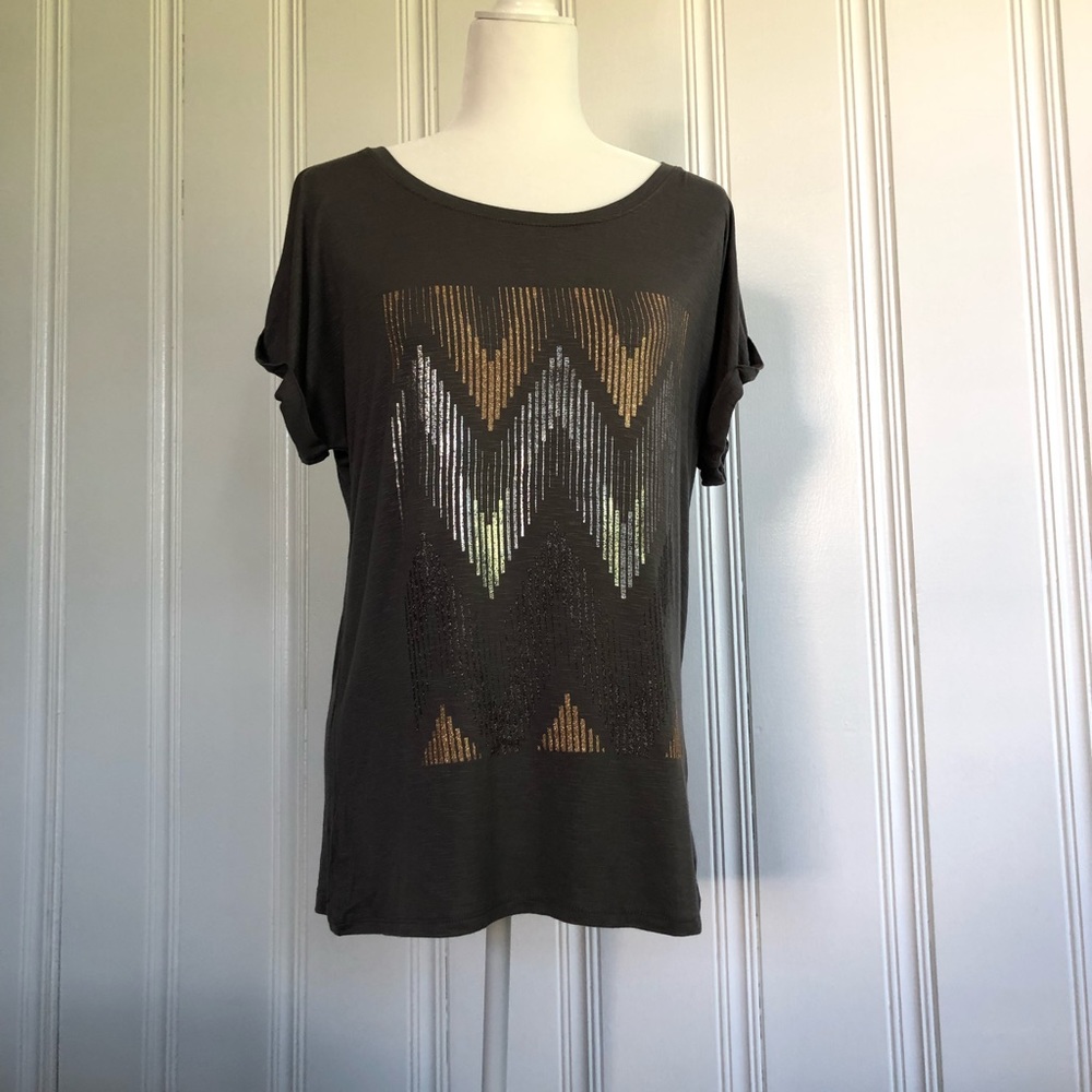 Apt 9 grey gold and silver embellished tee